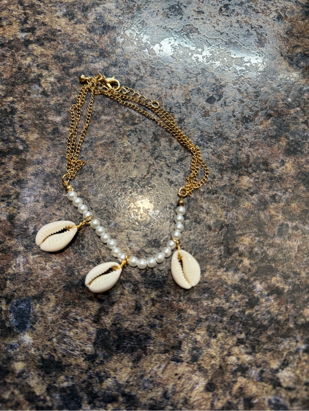 Gold Pearl and Shell Charm upper arm Bracelet - Women's Jewelry